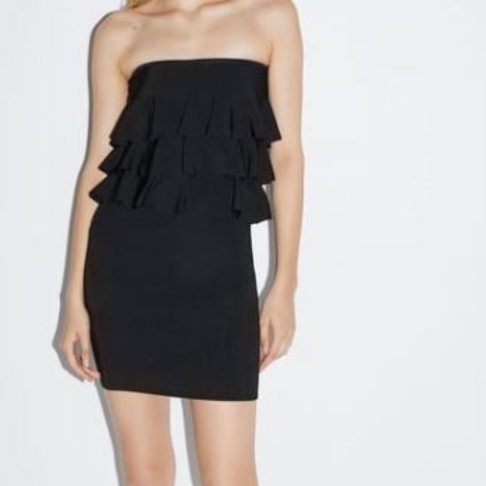 Zara Knit Dress With Ruffles